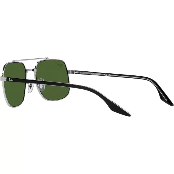 RayBan RB3699 Square SunglassesSilverDark Green Polarized