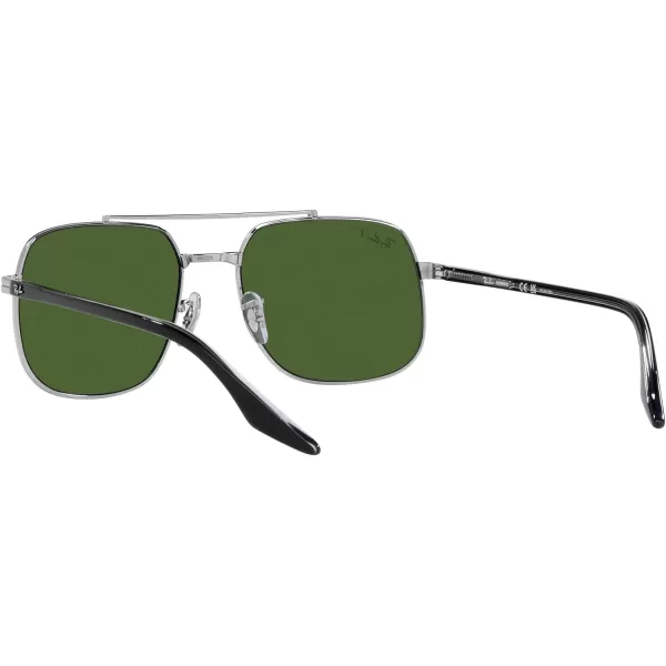 RayBan RB3699 Square SunglassesSilverDark Green Polarized