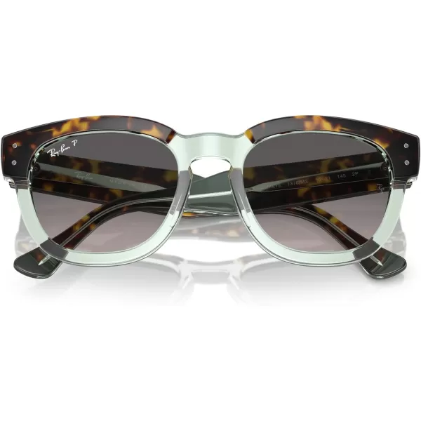 RayBan Rb0298s Mega Hawkeye Square SunglassesHavana on Transparent GreenGrey Gradient Polarized