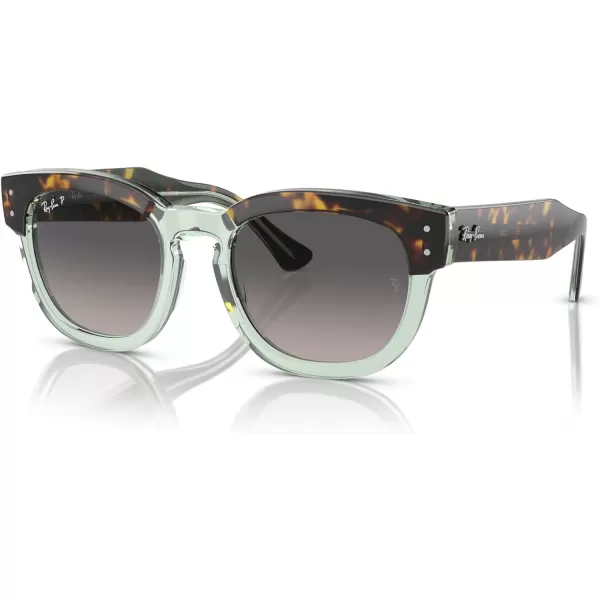 RayBan Rb0298s Mega Hawkeye Square SunglassesHavana on Transparent GreenGrey Gradient Polarized