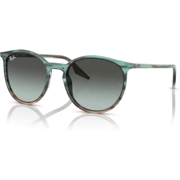 RayBan Rb2204 Round SunglassesStriped Blue Gradient GreenVintage Blue Gradient Black