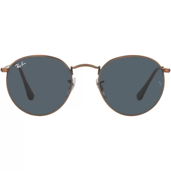 RayBan Rb3447 Round Metal SunglassesAntique CopperBlue