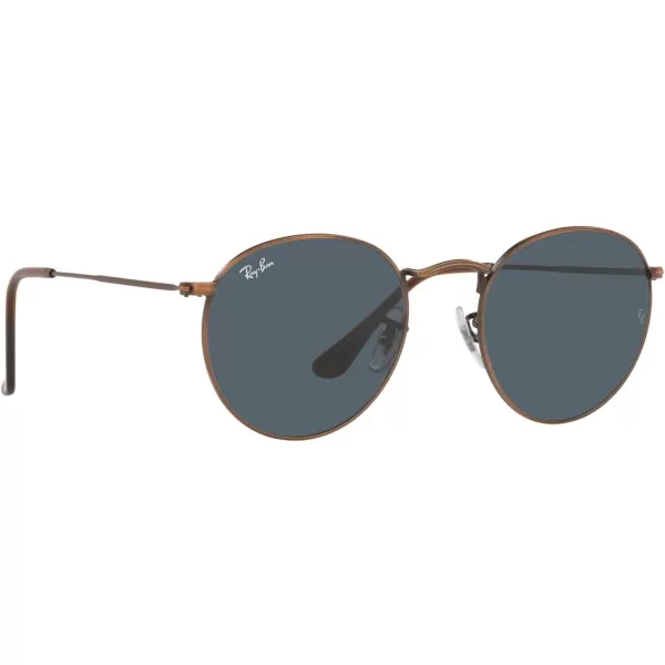 RayBan Rb3447 Round Metal SunglassesAntique CopperBlue