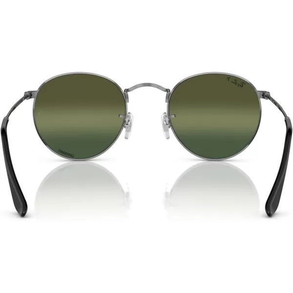 RayBan Rb3447 Round Metal SunglassesGunmetalClear Gradient Dark Green Polarized