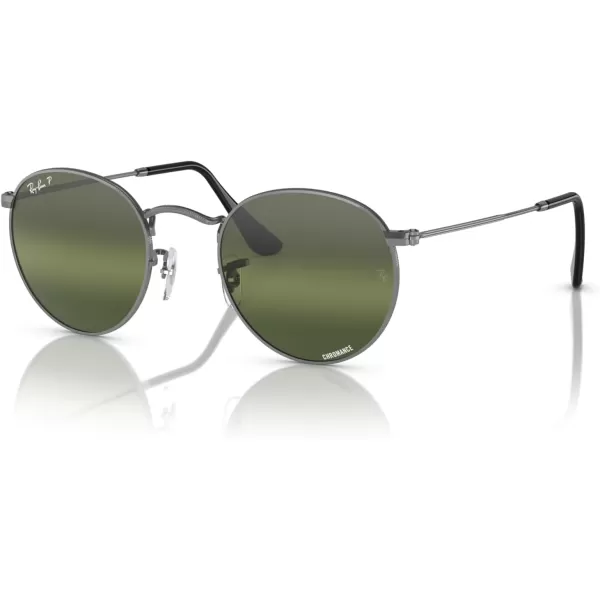 RayBan Rb3447 Round Metal SunglassesGunmetalClear Gradient Dark Green Polarized