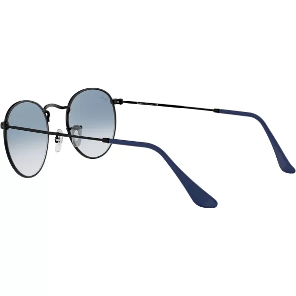 RayBan Rb3447 Round Metal SunglassesMatte BlackClear Gradient Blue