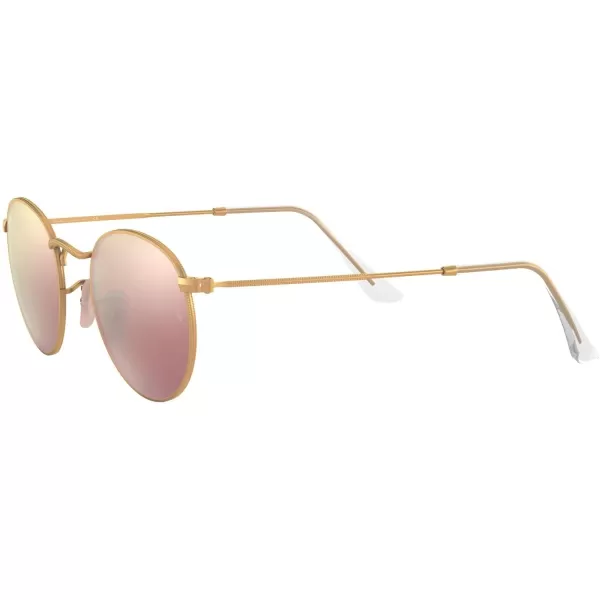 RayBan Rb3447 Round Metal SunglassesMatte GoldLight Brown Mirrored Pink