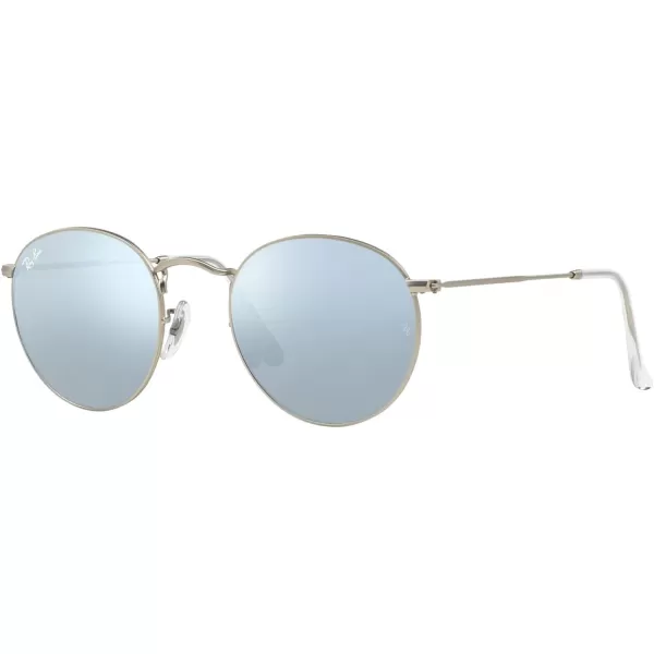 RayBan Rb3447 Round Metal SunglassesMatte SilverLight Green Mirrored Silver