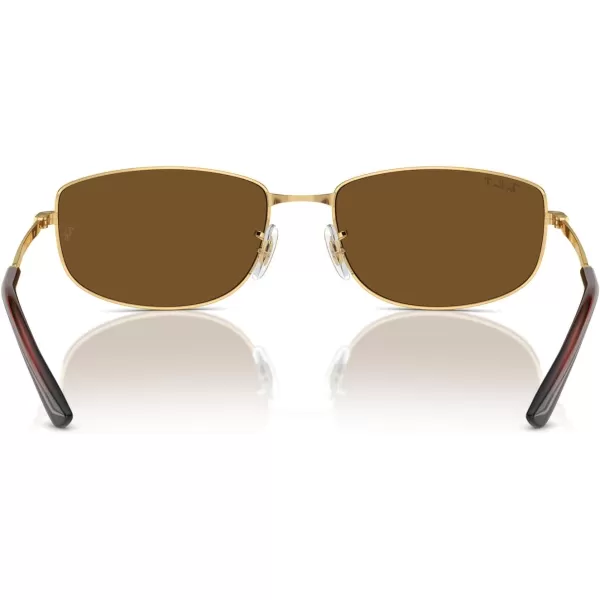 RayBan Rb3732 Rectangular SunglassesGoldBrown Polarized