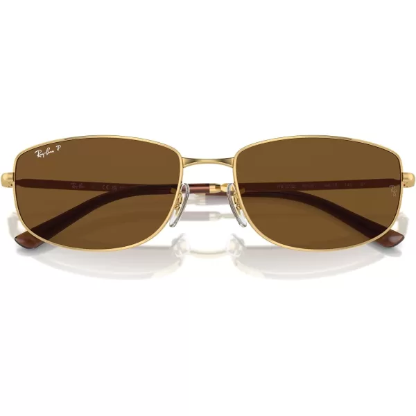 RayBan Rb3732 Rectangular SunglassesGoldBrown Polarized