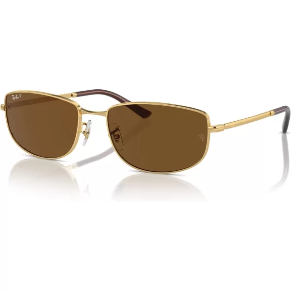 RayBan Rb3732 Rectangular SunglassesGoldBrown Polarized