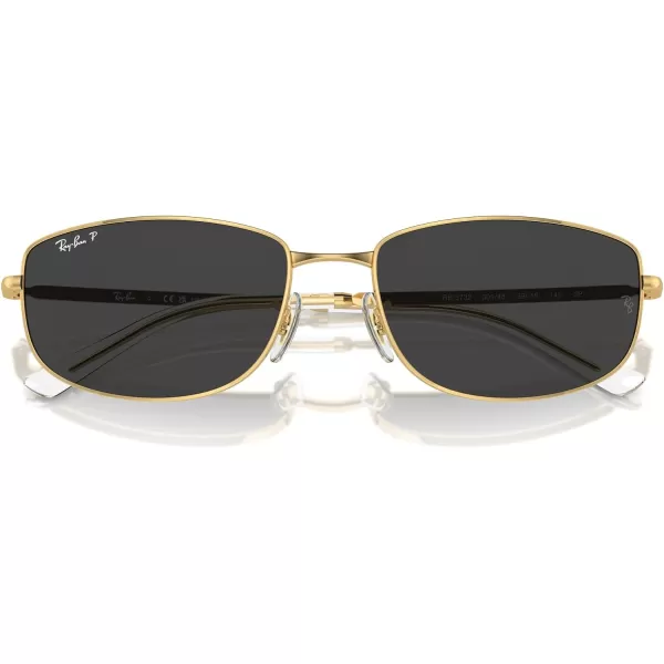 RayBan Rb3732 Rectangular SunglassesGoldPolarized Black