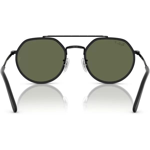 RayBan Rb3765 Round SunglassesBlackGreen Polarized