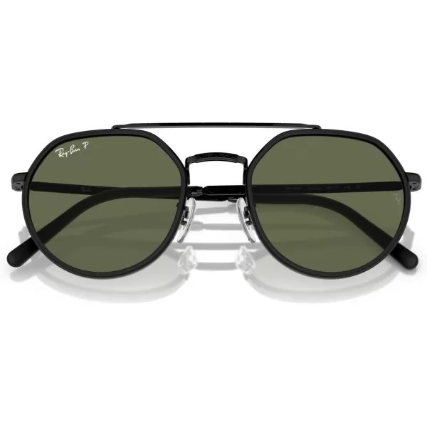 RayBan Rb3765 Round SunglassesBlackGreen Polarized