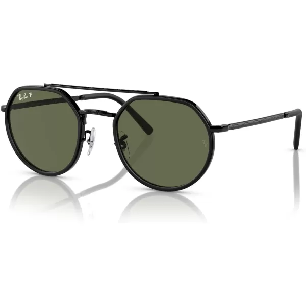 RayBan Rb3765 Round SunglassesBlackGreen Polarized