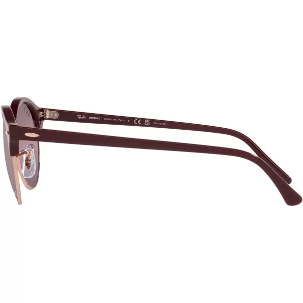 RayBan Rb4246 Clubround Round SunglassesBordeaux on Rose GoldRed Polarized Gradient