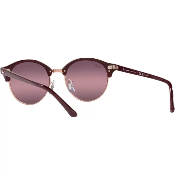 RayBan Rb4246 Clubround Round SunglassesBordeaux on Rose GoldRed Polarized Gradient