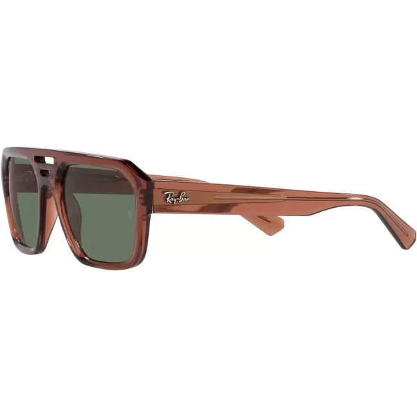 RayBan Rb4397 Corrigan Square SunglassesTransparent BrownDark Green