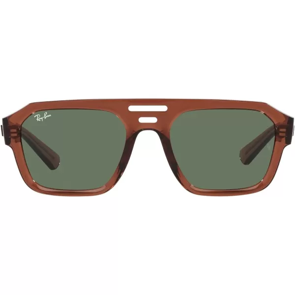 RayBan Rb4397 Corrigan Square SunglassesTransparent BrownDark Green