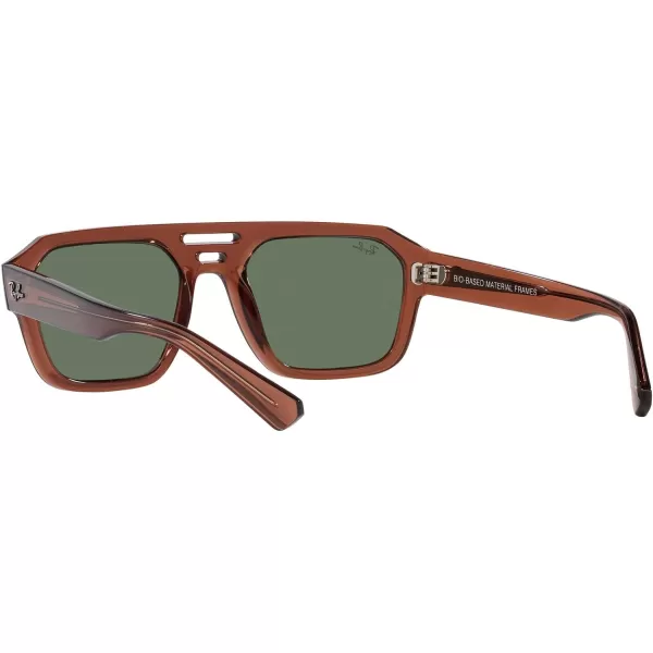 RayBan Rb4397 Corrigan Square SunglassesTransparent BrownDark Green