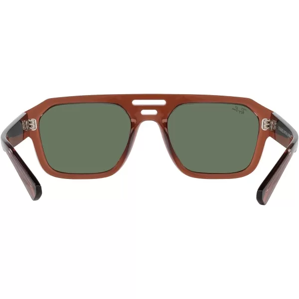 RayBan Rb4397 Corrigan Square SunglassesTransparent BrownDark Green