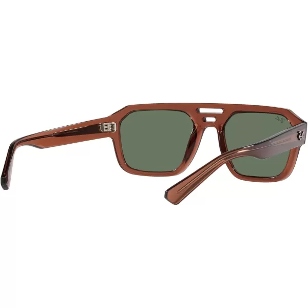 RayBan Rb4397 Corrigan Square SunglassesTransparent BrownDark Green