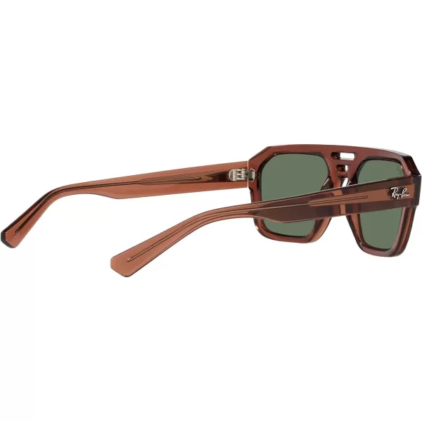 RayBan Rb4397 Corrigan Square SunglassesTransparent BrownDark Green