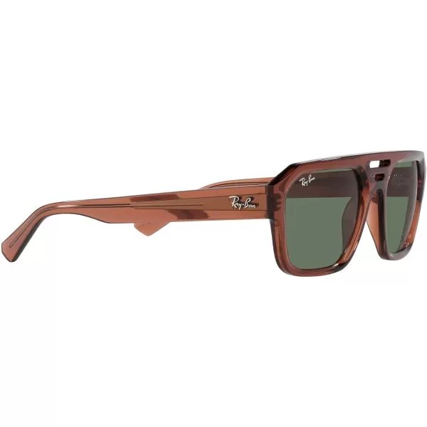 RayBan Rb4397 Corrigan Square SunglassesTransparent BrownDark Green