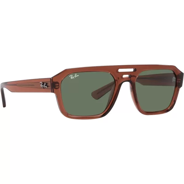 RayBan Rb4397 Corrigan Square SunglassesTransparent BrownDark Green