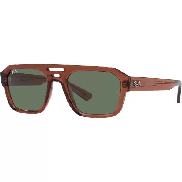 RayBan Rb4397 Corrigan Square SunglassesTransparent BrownDark Green