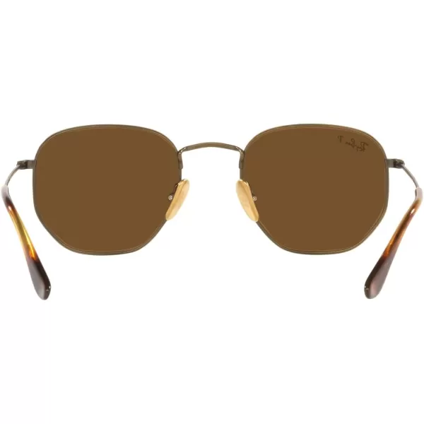 RayBan Rb8148 Hexagonal Titanium SunglassesDemigloss Antique GoldPolarized Brown