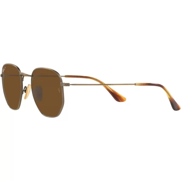 RayBan Rb8148 Hexagonal Titanium SunglassesDemigloss Antique GoldPolarized Brown