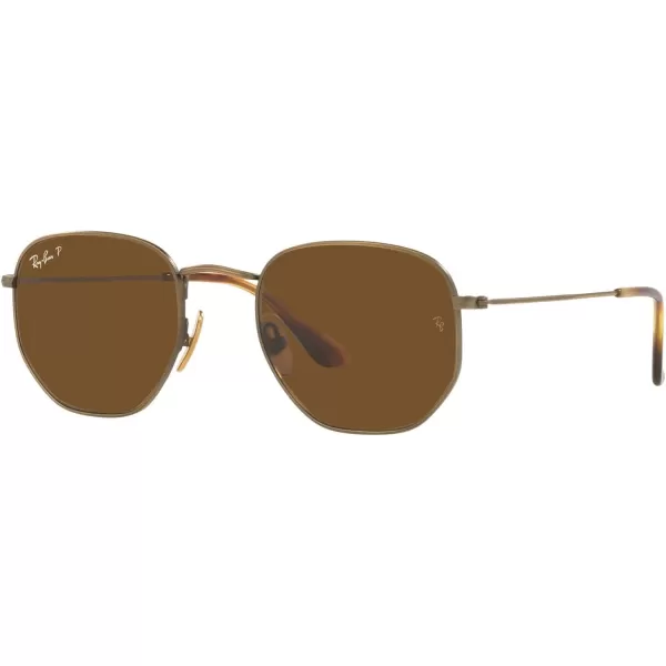 RayBan Rb8148 Hexagonal Titanium SunglassesDemigloss Antique GoldPolarized Brown