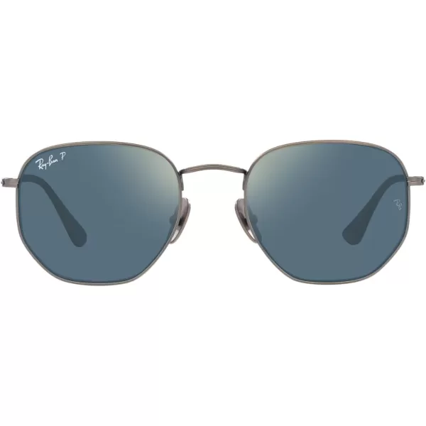 RayBan Rb8148 Hexagonal Titanium SunglassesDemigloss GunmetalPolarized Blue Mirrored Gold