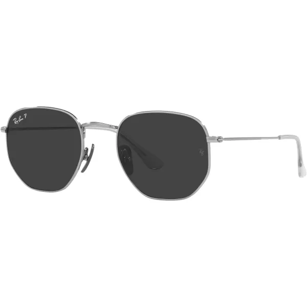 RayBan Rb8148 Hexagonal Titanium SunglassesSilverPolarized Black