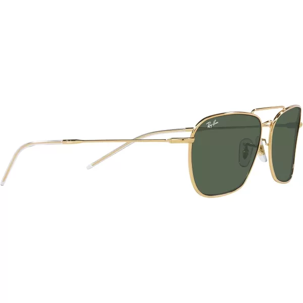 RayBan Rbr0102s Caravan Reverse Square SunglassesGoldDark Green