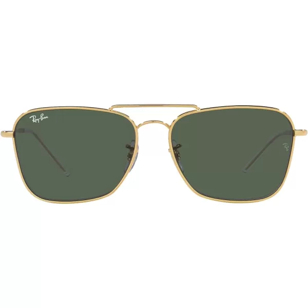 RayBan Rbr0102s Caravan Reverse Square SunglassesGoldDark Green