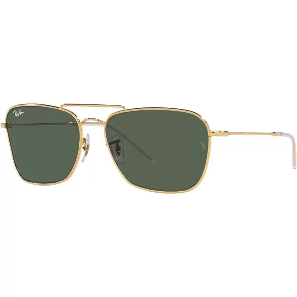 RayBan Rbr0102s Caravan Reverse Square SunglassesGoldDark Green