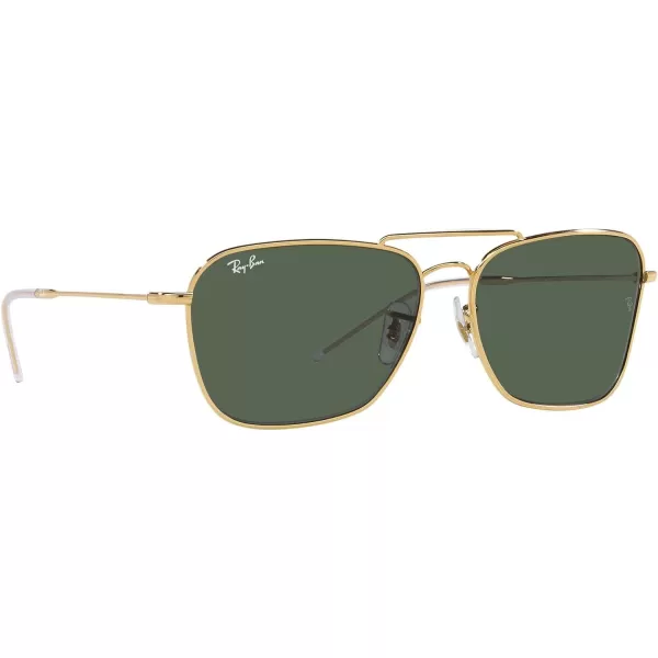 RayBan Rbr0102s Caravan Reverse Square SunglassesGoldDark Green