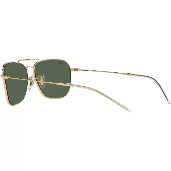 RayBan Rbr0102s Caravan Reverse Square SunglassesGoldDark Green