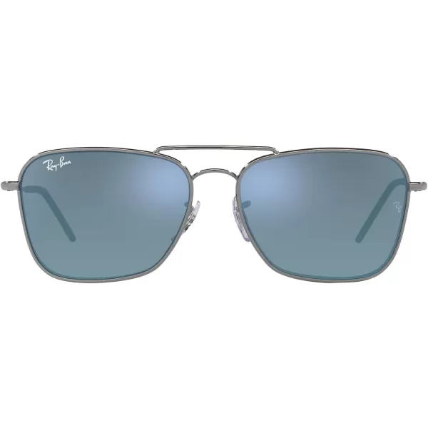 RayBan Rbr0102s Caravan Reverse Square SunglassesGunmetalDark Grey Mirrored Turquoise