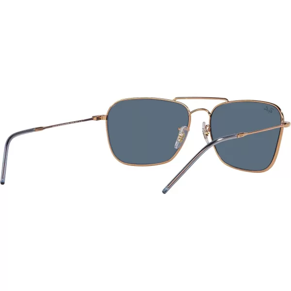 RayBan Rbr0102s Caravan Reverse Square SunglassesRose GoldDark Blue