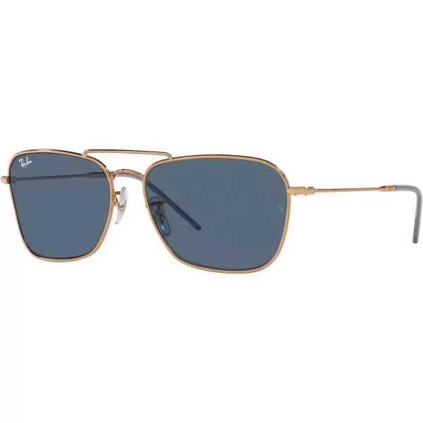 RayBan Rbr0102s Caravan Reverse Square SunglassesRose GoldDark Blue