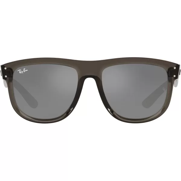 RayBan Rbr0501s Boyfriend Reverse Square SunglassesTransparent Dark GreyGrey Mirrored Silver