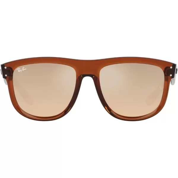 RayBan Rbr0501s Boyfriend Reverse Square SunglassesTransparent Light BrownDark Brown Mirrored Pale Gold