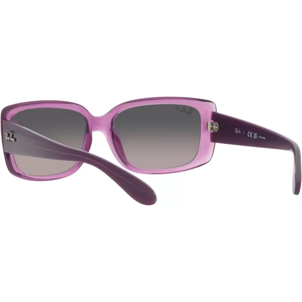 RayBan Womens RB4389 Square SunglassesTransparent VioletGrey Gradient Polarized