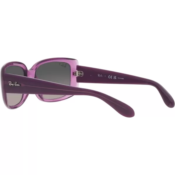 RayBan Womens RB4389 Square SunglassesTransparent VioletGrey Gradient Polarized