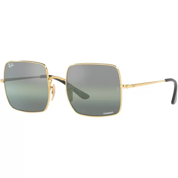 RayBan Womens Rb1971 Square SunglassesGoldGreen Mirrored Polarized