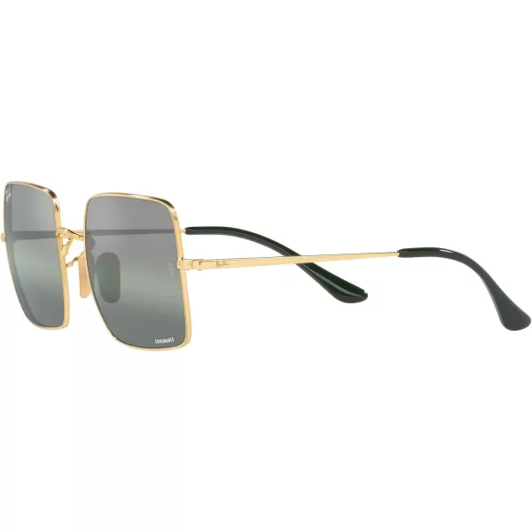 RayBan Womens Rb1971 Square SunglassesGoldGreen Mirrored Polarized