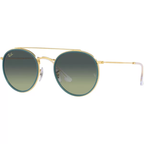 RayBan Womens Rb3647n Double Bridge Round SunglassesLegend GoldGreen Vintage